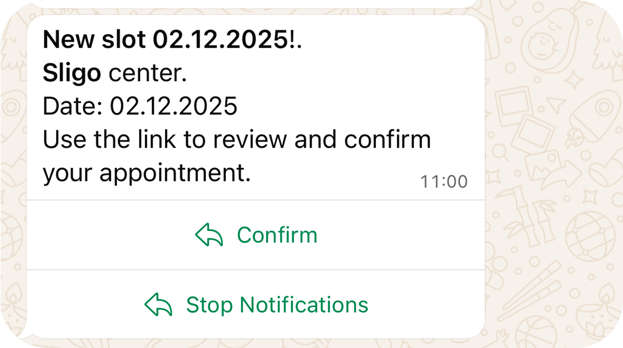 Step 4: Successful NCT booking confirmation